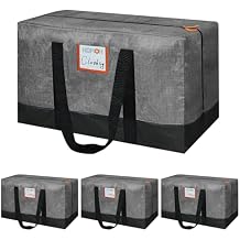 4 Pack Moving Bags Heavy Duty, 115lb Capacity Storage Bags for Clothes, Large Packing Tote with Strong Handles, Internal Compression Straps, Alternative to Moving Boxes -103L,Grey and Black