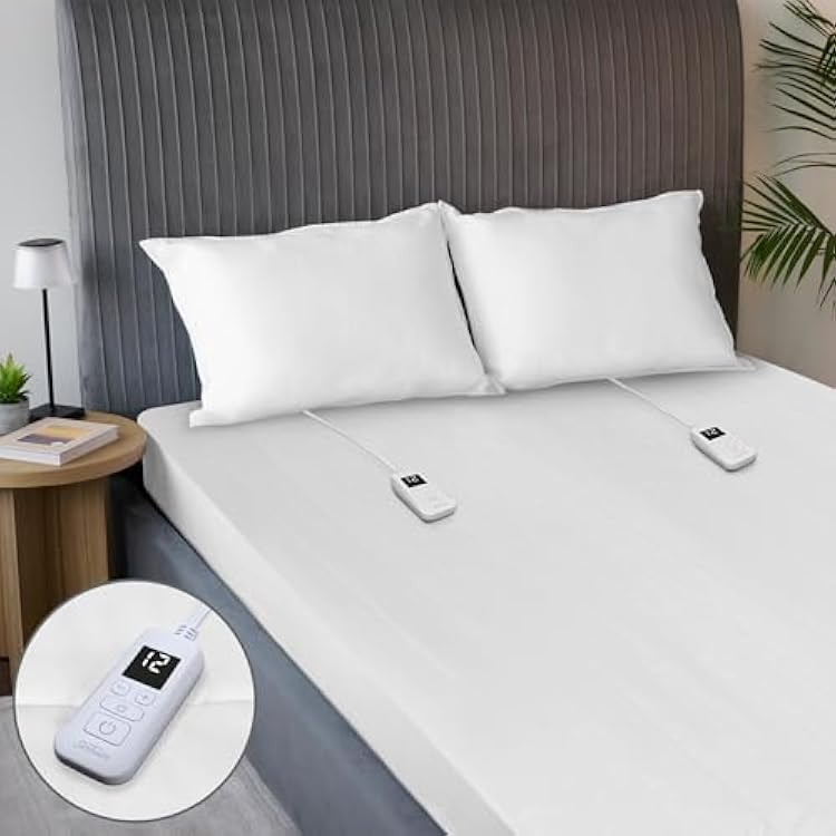 Sunbeam Electric Restful Quilted Heated Mattress Pad Queen 80 x 60 12 Heat Settings 12-Hour Auto Shut-Off Extra-Cozy Fabric Deep Pocket Fit Machine Washable