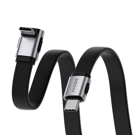 Hagibis USB4 Cable, 80Gbps Data Transfer, 240W Fast Charging USB-C Cable, 8K@60Hz USB 4 V2.0 Short Cable for iPhone 17 16 15 Pro Max, iPad Pro, Thunderbolt 5/4 (Middle 90 Degree, 1.6FT)