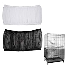 ISMARTEN Bird Cage Seed Catcher (2 Pack), Airy Gauze Bird Cage Cover Seeds Guard Dust-Proof Universal Birdcage Accessories Mesh Net Cover (Black + White, XL)