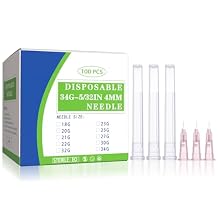 34G 5/32 Inch Disposable Needle with Cap Lab Luer Lock Dispensing Needles Accessories, 100 Pack