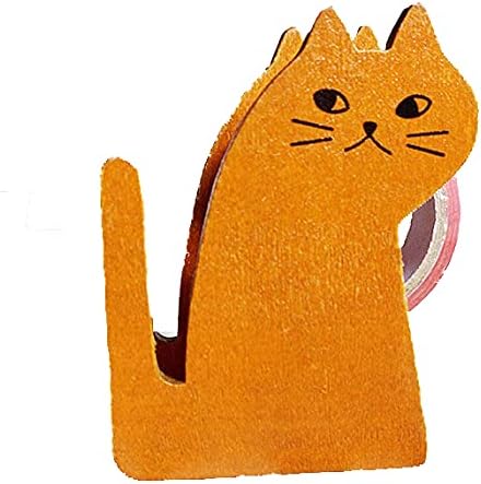 Tape Dispenser, Cute Cat Tape Dispenser, Vintage Wooden Kitty Tape Cutter with 1 Roll Tape for Home Office Desktop Accessory for Students Girls Boys