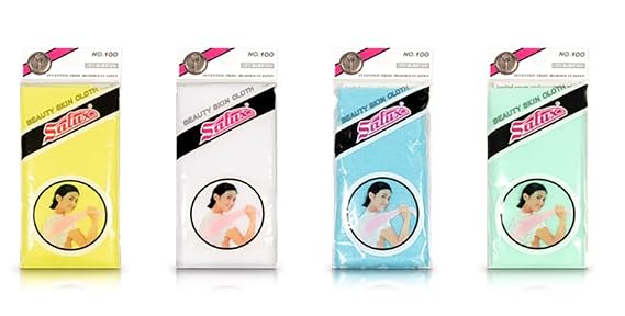 Salux Bath Towel Yellow White Blue Green 4 Count Pack
