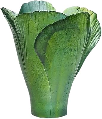 Daum Crystal Mini Ginkgo Vase Green #05157C