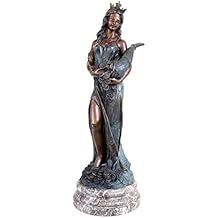 Kunst & Ambiente - Large Bronze - Goddess of Luck Fortuna with a Cornucopia - Signed Cesaro - Sculptures for Sale - Decorative Figurine - Greek God Statue - Figure on Marble Base