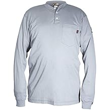 MCR Safety Flame Resistant FR Henley Work Shirt, FR Long Sleeve Men's Shirt, Gray 3X-Large