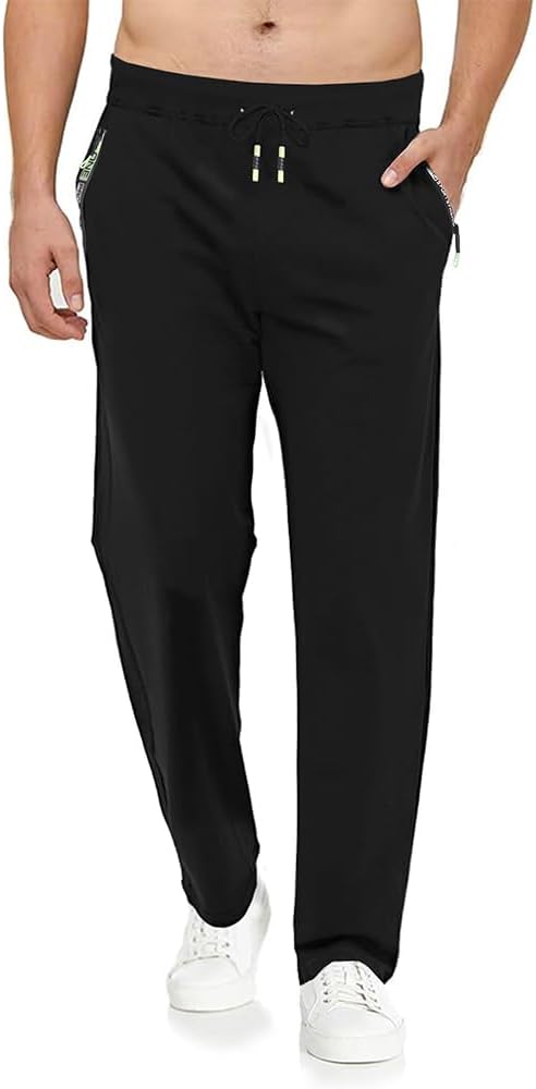 Tansozer Men's Jogging Bottoms Long Cotton without Cuffs with Zip Pockets