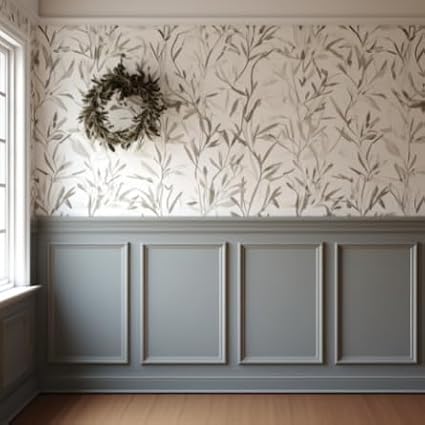 Pre-Cut 1.5'' Frames Mouldings and 3'' Dodo Rail Border Wainscoting Set - Ready Assemble Wall Molding Kit, Half Wall Panel - Peel&Stick, Customisable Wall Art