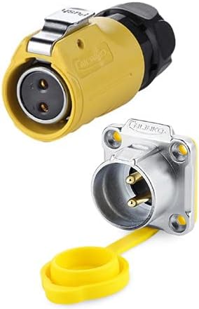 CNLINKO 2 Pin Power Industrial Circular Connector, Female Plug & Male Panel Mount Receptacles Socket, Outdoor Waterproof IP67, Quick Snap, AC DC Signal