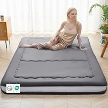 Auemtyn Japanese Floor Mattress, 4 Japanese Futon Mattress, Foldable &amp; Portable Shiki Futon shikibuton, Roll Up Thicken Sleeping Mattress Tatami Mat Sleeping Pad for Camping Brown, 54 x 80