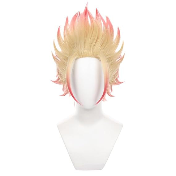 Anime for Shidou Ryusei Cosplay Wig - Short Blonde mixed Pink Synthetic Halloween Wig with Wig Cap for Costume Party