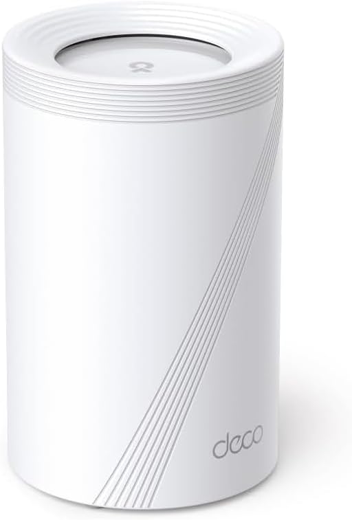TP-Link Deco BE65 1-pack, BE9300 Mbps, 4 × 2.5 Gbps Ports, 320 MHz Channels, Works in 6 GHz Band, Connectivity Up to 200 Devices, VPN, WPA3, Tri-Band Wi-Fi 7 Mesh System