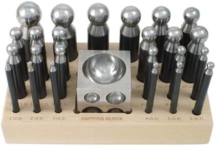 Dapping Set - 24 Punches and Block for Jewelry Making Tools - Doming Set