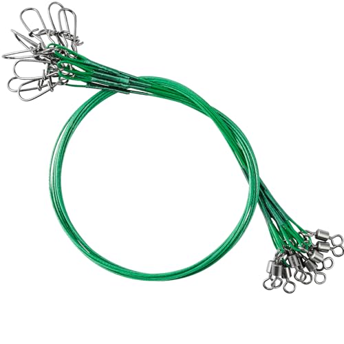 Atibin Stainless Steel Fishing Leaders Freshwater Saltwater Swivels Leader Fishing Wire High Strength Line Leader Lures Black Nickel