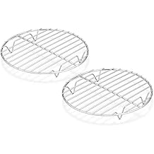 TeamFar Round Cooling Rack Set of 2, 712 Inch Round Baking Steaming Roasting Rack Set Stainless Steel, Healthy & Dishwasher Safe, Mirror Finish & Rust Free