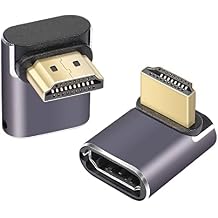 8K&60Hz HDTV 90 Degree Up Angle Male to Female Adapter 48Gbps HDTV 2.1UHD Connector 3D Extender Support 8K@60Hz / 4K@120Hz Compatible with HDR, PC, Monitor, Roku TV(2 Pack)