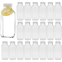 Vintage Water Bottles,Glass Drinking Bottles 16oz,Clear Beverage Bottle 500ml With Lids For Kombucha,Tea,Glass Bottles For Homemade Drinks,Travel Reusable Juicing Milk Bottle,20 Pack