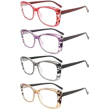 IVNUOYI 4 Pack Reading Glasses Blue Light Blocking Readers for Women,Fashion Pattern Print Eyeglasses with Spring Hinge