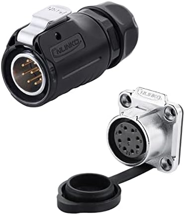 CNLINKO 9 Pin Power Industrial Circular Connector, Male Plug & Female Panel Mount Receptacles Socket Jack, Outdoor Waterproof IP67, Easy Plug and Pull, AC DC