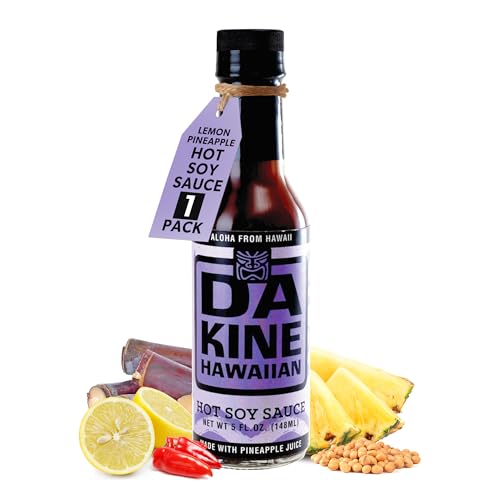Da Kine Hawaiian Hot Soy Sauce, Premium Gourmet Hot Sauce Made in Small Batches, Vegan & Vegetarian Hot Sauce, Pineapple, Adds Gourmet Flair to Dishes - 5 fl. oz. Hot Soy 1-Pack