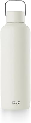 EQUA Timeless Insulated Water Bottle, Double Walled Stainless Steel, 24 Hours Cold or Up to 12 Hours Hot, BPA Free, Leak-Proof, Durable, Multifunctional Off White, 600 ml