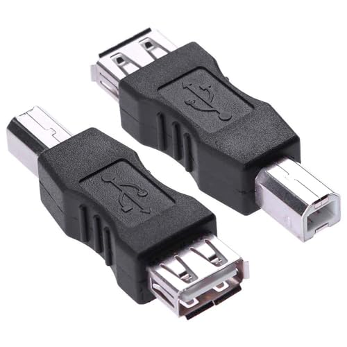 Printer to USB Adapter USB-B to USB Female Converter for HP Canon Dell Epson Brother Lexmark Xerox PrinterScannerExternal Hard Drive to Computer Laptop 2Pack, Not Midi Adapter