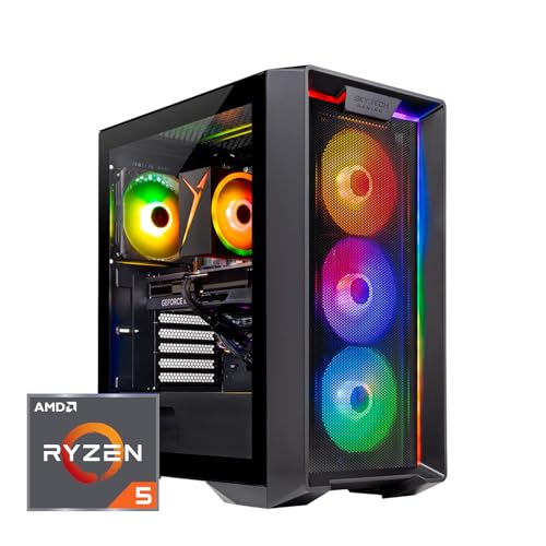 Skytech Nebula Gaming PC Desktop, Ryzen 5 5500 3.6 GHz 4.2GHz Turbo Boost, NVIDIA RTX 4060 8GB GDDR6X, 1TB SSD, 16GB DDR4 RAM 3200, 650W Gold PSU, Wi-Fi, Win 11 Home
