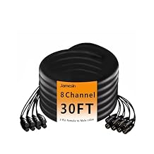 Jamesin 8 Channel XLR Cables 30 Feet Male to Female Snake Cable with Digital Label and Braided Core Wire Microphone Audio Cable for Stage and Recording Studio, Can Be Used with Any Device