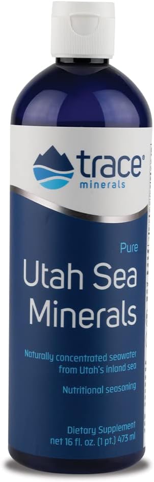 Trace Minerals Utah Sea Mineral Drops, Liquid Ionic Trace Minerals, 16 oz | Full spectrum electrolyte concentrate , Mineral drops for water , 1 tsp per 8-12 oz drink, Replaces refined table salt