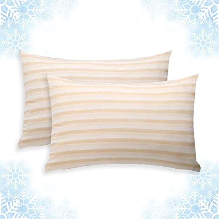 Cooling Pillow Case Covers Only,Standard Size Set of 2 with Double Sided,Moisture Wicking Pillowcase Cover with Hidden Zipper Japanese Cold Tech Pillow Case Protectors for HotSleepers and NightSweats