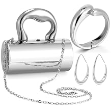 Quelay 3 Pcs Clutch Purse Jewelry Set for Women Purse Accessories Statement Jewelry Sets Formal Acrylic Evening Bag Bracelet Earrings for Formal Wedding Prom Valentine's Day