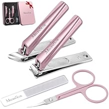 MelodySusie Nail Clippers Set 4 in 1, Ultra Sharp Toenail Clippers with Glass Nail File Cuticle Scissors, Stainless Steel Nail Clippers for Women, Fingernail Clipper Cutter Manicure Set Gifts, Pink