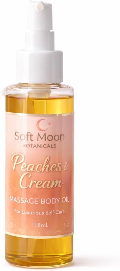 Peaches & Cream Massage Body Oil, Lightweight Moisturizing Oil for Silky Soft Skin, Non-Greasy Fast Absorbing