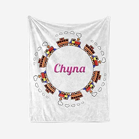 Chyna Blanket - Personalized Plush Fleece Train Throw with Name, Custom Soft Cozy Warm Blanket, Customized Birthday, Holiday Present Idea, 50x60 Inches