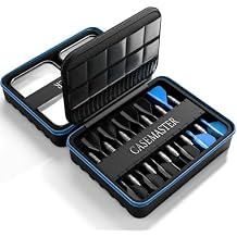 Casemaster Maxx 4 Dart Case, Holds 12 Steel Tip or Soft Tip Darts Fully Assembled, Hard Shell EVA Darts Case, 20 Accessory Pockets, Blue