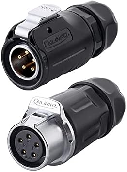 CNLINKO 5 Pin Power Industrial Circular Connector, Male Plug & Female Receptacles, Cable to Cable Connection, Outdoor Waterproof IP67, Easy Plug and Pull, AC DC Signal