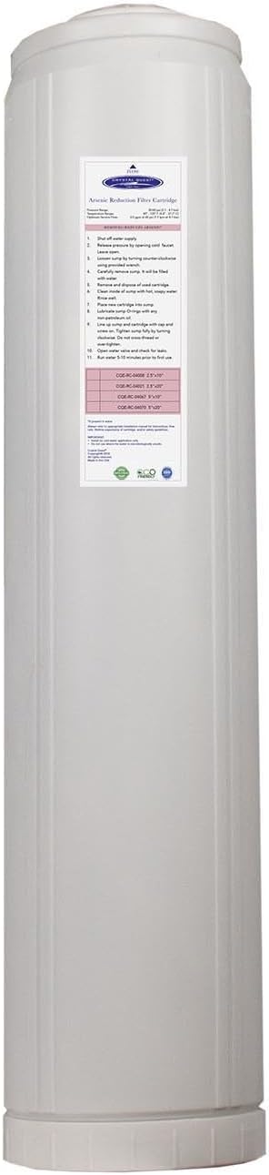 Crystal Quest Arsenic Water Filter Cartridge Reduces Arsenic Long Lasting, Easy to Install, High-Capacity, Steady 3 GPM Flow Improves Water Quality for Home and Office - 4-5/8" x 20"