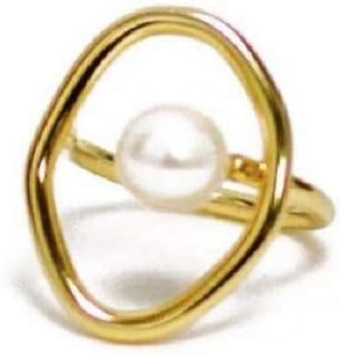 Opening 18K Gold Plated Stackable Bands Ring for Women, Eternity Ring with Shell Pearl, Cubic Zirconia engagement rings vintage gold ring pearl wedding jewelry