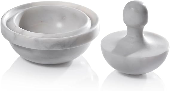 Zodax Marble Spice Grinder Mortar & Pestle (White)