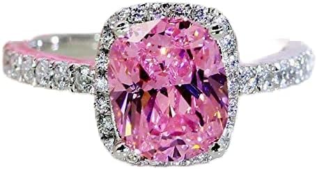 KUYIUIF Ring 18k White Gold Pink Austria Crystal Rings Sterling Silver for Women Crystal Lady Bridal Wedding Engagementdal Wedding Engagement
