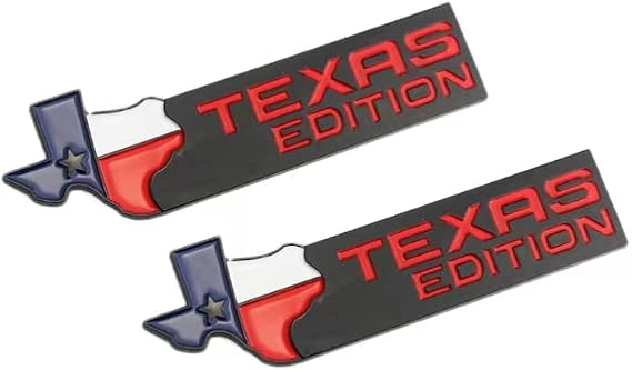 2X Texas Edition Emblem Badge Car Body Side Sticker Car Universal (Black red)