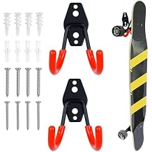 Eichzer 2 Pack Skateboard Wall Mount, Heavy Duty Metal Garage Storage Hooks, Skateboard Hanger Holder for Home & Garden
