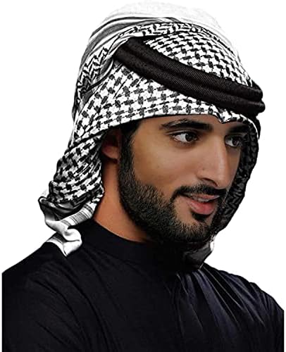 SUTON Military Shemagh Tactical Desert Head Neck Scarf, Arab Keffiyeh Middle Eastern Scarf Wrap for Men Women, Arab Scarf Headwear with Agal Rope Black