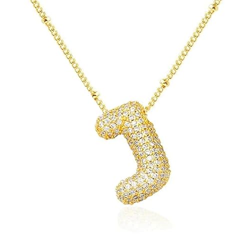 AD Beads Bubble Initial Letter Pendant 18k Gold Plated Necklace for Women Gold necklace