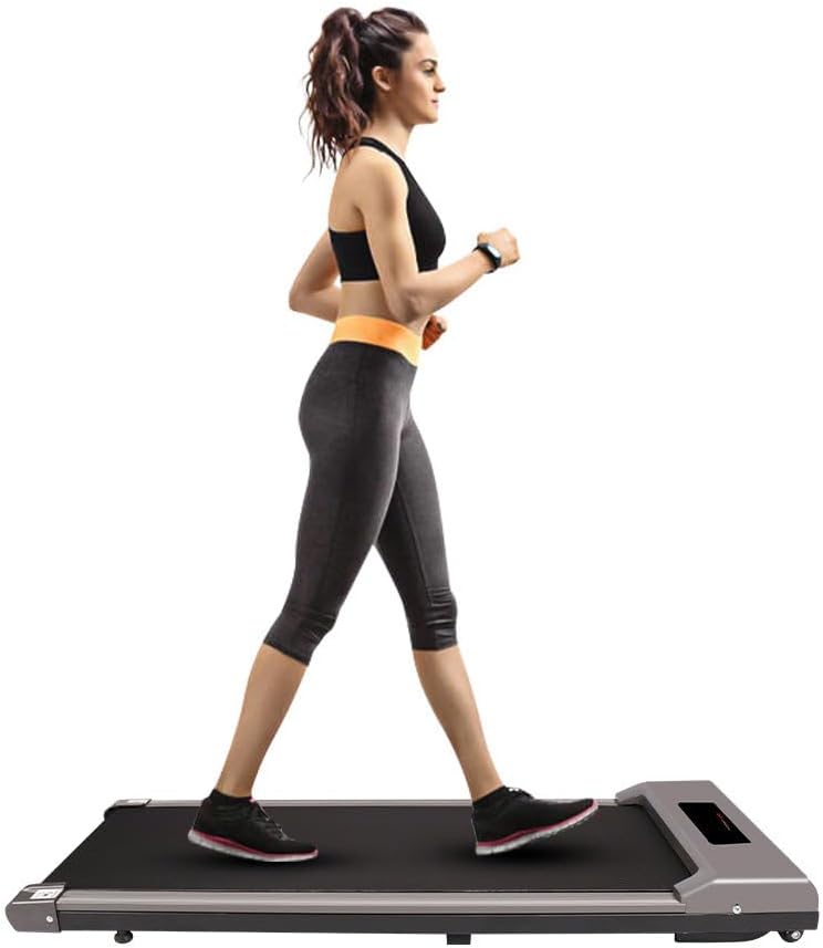 Walking Pad Under Desk Treadmill, Portable Treadmills Motorized Running Machine for Home, 6.2MPH, No Assembly Required, Remote Control, 300LB Capacity GREY1