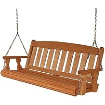 Amish Heavy Duty 800 Lb Mission Treated Porch Swing with Hanging Chains (4 Foot, Cedar Stain)