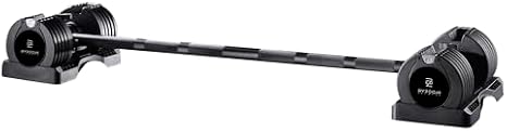 BYZOOM FITNESS 25lb Adjustable Dumbbells & Easy Bar Barbell Set