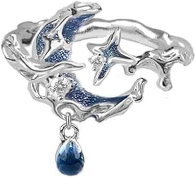 Fashionable and personalized adjustable opening ring Star Moon ring Womens accessories