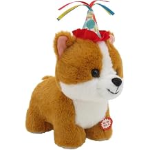 Linzy 8.5 Light Up Gorgi Dog Stuffed Animal with Party Hat, Soft Musical Plush Toy with Magic LED Night Lights, Glowing Cute Puppy Plushie, Birthday Christmas for Toddlers Kids & Adults