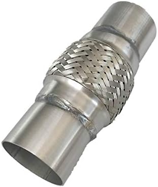 Heavy Duty Double Braided Stainless Steel Exhaust Flex Pipe with 2" ID / 4" Braided Length / 8" Overal Length